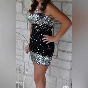 Sequin Black and Silver Mini Dress